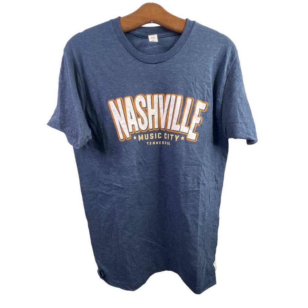 Nashville Tennessee TShirt Size Medium Music City Short Sleeve Cotton Blend Blue